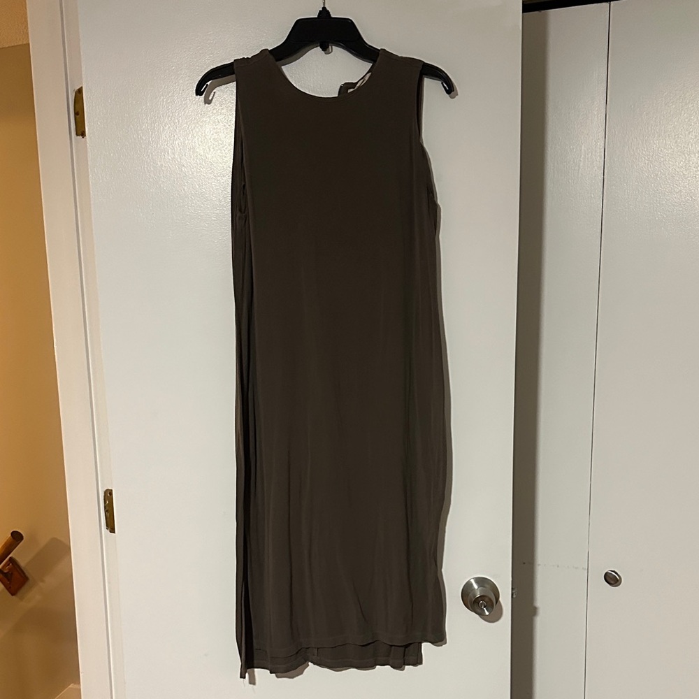 Elegant Sleeveless Army Green Casual Dress